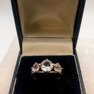 STERLING SILVER  BAND OR ENGAGEMENT RING 3 CUBIC ZIRCONIA  SIZE 7